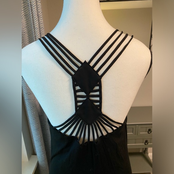 NICOLE MILLER Perfect Summer Sleek, Strappy Scoop Neck, Black Maxi Dress Size L - Picture 5 of 9